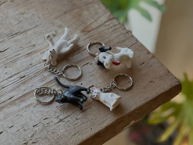 キーホルダー増え増え。1952年創業のドイツのメイカーによるもの。キャラクター化されたような犬、猫、白くまがなんとも可愛らしい。犬だけなんか強いよな。シロクマはつぶらな瞳がたまらない。猫はヒゲのいびつな線が愛おしい。絵付けは手仕事なり。
ちなみに金沢のベンリ師匠は昔、この白クマキーをドイツで買付していたそう。いつの時代も店先でハッピーを届けてくれるキーホルダーやね。

・animal key holder
¥880
Made in Germany